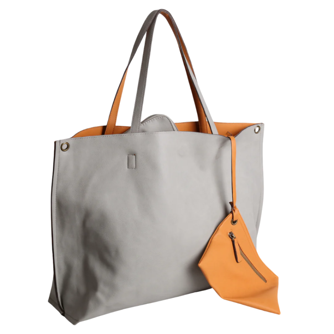 Reversible Vegan Leather Tote