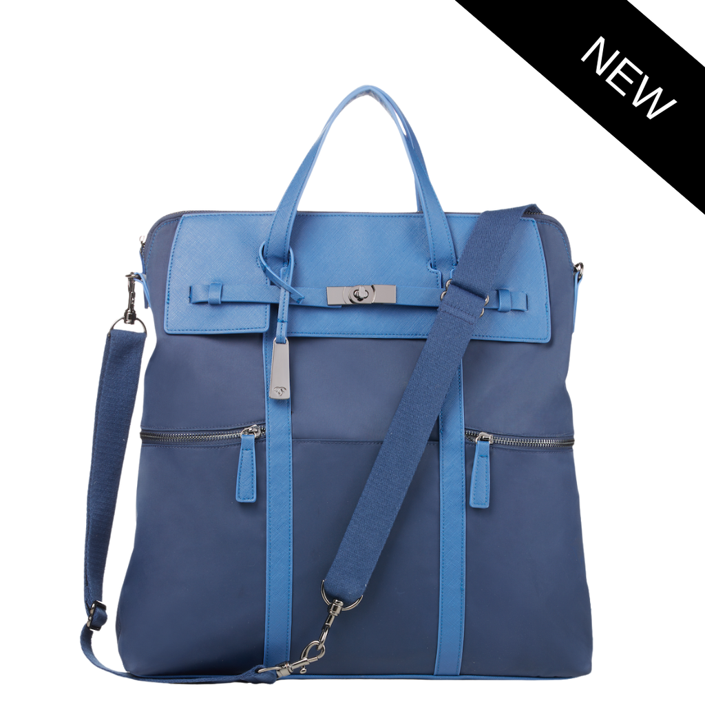 Convertible tote backpack light blue - white straps - PennyP